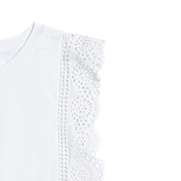 Banana Republic‎ Linen Blend Eyelet Flutter Sleeve Top sz M - Picture 8 of 11